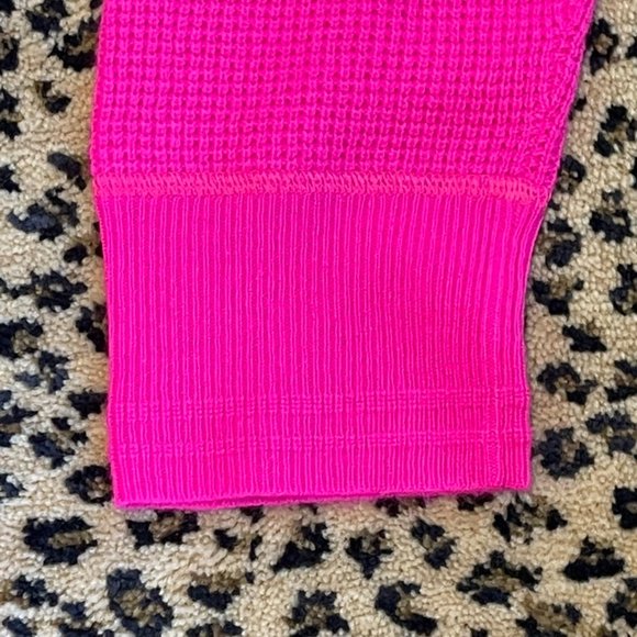 NWT Polo Ralph Lauren 100% Cashmere Sweater Waffle Knit Neon Pink Mink Large - Picture 3 of 5